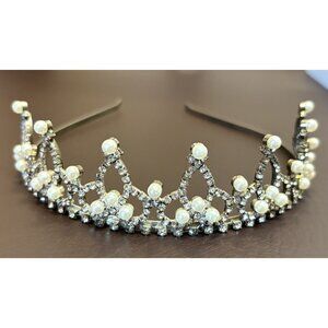 Vintage Bridal Crystal Tiara Crown Hair Rhinestone Wedding Pearl Headband Gift